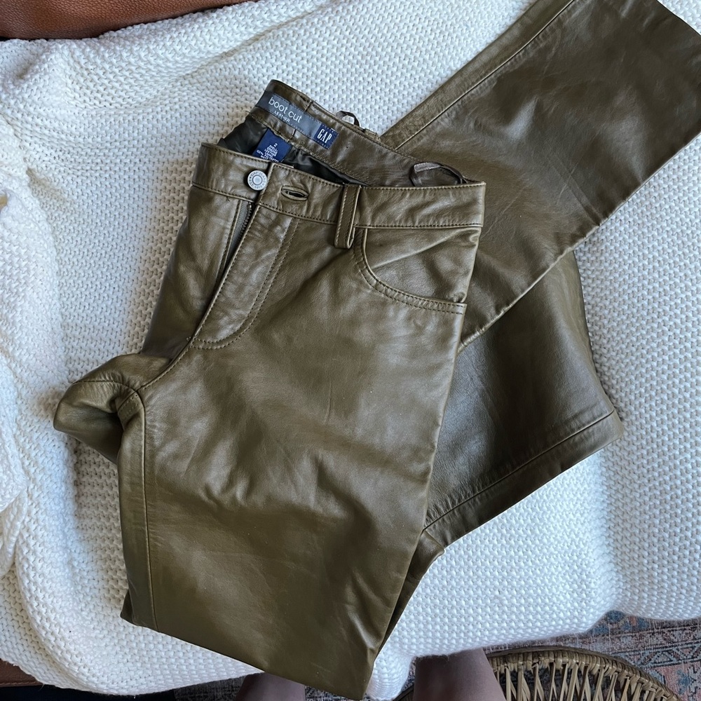 Vintage Gap olive leather pants